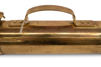 GREASE GUN: An Edelman & Co (USA) solid brass locomotive grease gun, 54cm long [Location: Melbourne] - 5