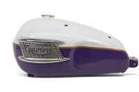 TRIUMPH: A Triumph fuel tank, thought to suit an early unit construction model, with harmonica badges [Location: Melbourne] - 3
