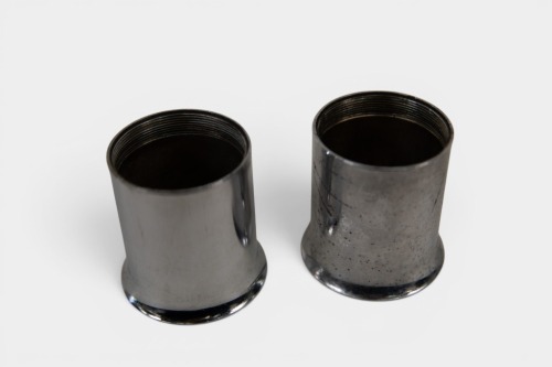 VELOCITY STACKS: A pair of carburetor velocity stacks, approx 45mm width, to suit Amal carbs 930 & 932 concentric type [Location: Melbourne]