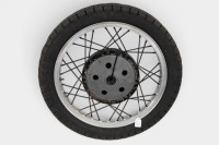 OLDANI MILANO: An Oldani Milano magnesium racing front wheel with brake anchor, twin leading shoe, Borrani 18 inch alloy rim - 2