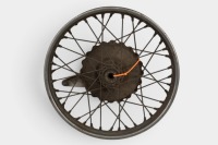 TRIUMPH: A Triumph circa early 1950s Tiger 100 wheel with 'piecrust hub' and 'S' scoop front brake, 19 inch wheel [Location: Melbourne] - 3