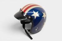 HELMET: An open faced helmet with US style stars & stripes, sticker marked 'DS D-3'' [Location: Melbourne] - 2