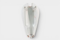 TRIUMPH: A c1966 Triumph 'Bonneville' fuel tank in Alaskan white with orange & gold pinstripes, painted by Roy Bognor [Location: Melbourne] - 4