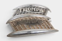 TRIUMPH: A pair of original Triumph 'harmonica' style fuel tank badges [Location: Melbourne] - 2