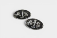 AJS: A pair of rare c1952 AJS fuel tank badges [Location: Melbourne] - 2