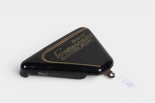 NORTON: A Norton Commando Mk 3 steel left hand side cover with markings '850 Commando Electric Start'
