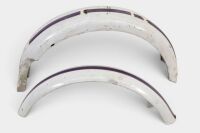 TRIUMPH: A pair of c1967 Triumph unit 650 mudguards, purple on white paintwork [Location: Melbourne] - 2