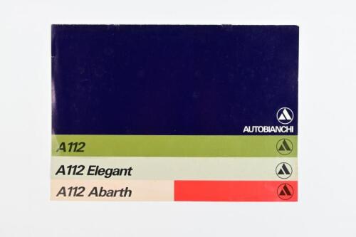 AUTOBIANCHI: An original Autobianchi sales brochure. A112 Abarth model information. Italian text