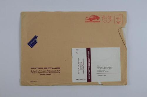 PORSCHE: A collection of Porsche paperwork. Signed letter from Alan Hamilton in 1974