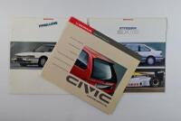 HONDA: Three 1980's Honda sales brochures. Integra, Prelude sales brochures
