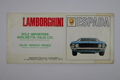 LAMBORGHINI: An original Lamborghini Espada sales brochure