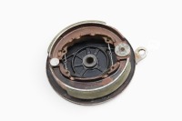 TRIUMPH: A Triumph conical hub rear brake plate with new AM4 green linings [Location: Melbourne] - 2