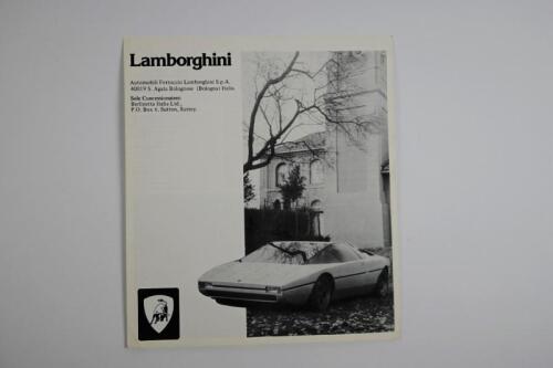 LAMBORGHINI: A 1970's Berlinetta Italia Ltd., (Concessionaires) fold-out black and white sales brochure. Lamborghini Bravo pictures and information