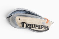 TRIUMPH: A pair of c1966-68 Triumph 650 tank badges [Location: Melbourne] - 2