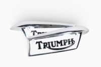TRIUMPH: A pair of Triumph tank badges, paint by Roy Bognor [location: Melbourne]