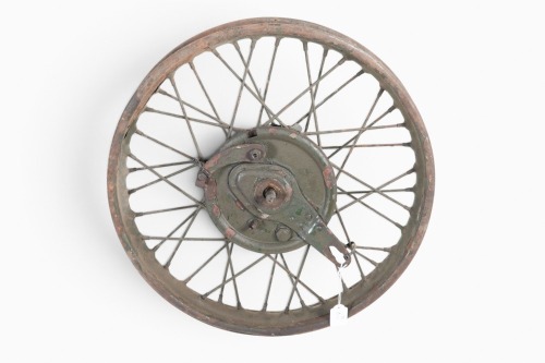 BSA: A BSA M20 military front 19 inch wheel with brake assembly & speedo drive [Location: Melbourne]