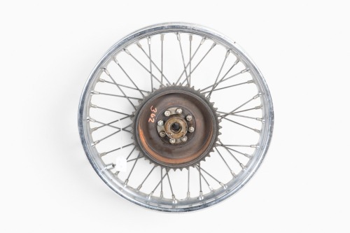 TRIUMPH: A Triumph 18 inch rear wheel with sprocket - Dunlop chrome rim in good condition [Location: Melbourne]