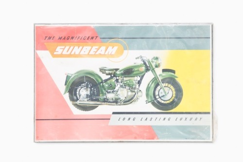 SUBEAM: A poster promotong Sunbeam 'Long Lasting Luxury', 49cm high, 75cm wide, mounted to board [Location: Melbourne]