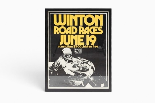 WINTON: A promotional poster for the Hartwell Motorcycle Club Winton Road Races June 19 (year unknown) event, 61cm high, 48cm wide overall [Location: Melbourne]