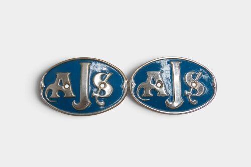 AJS: A pair of original c1952 AJS tank badges [Location: Melbourne]