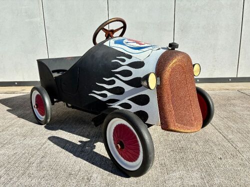 420 · PEDAL CAR: A metal hot rod pedal car, 80cm length [Location: Sydney]