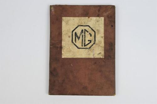 MG: A 1947 (re-printed in 1954) Factory Instruction Manual for the MG Series "TC" MIDGET
