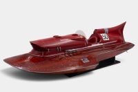 A modern, detailed model of the 1951 Timossi-Ferrari racing hydroplane Arno XI on stand, 21cm high, 91cm wide, 38cm deep [Location: Melbourne] - 3