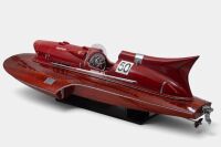 A modern, detailed model of the 1951 Timossi-Ferrari racing hydroplane Arno XI on stand, 21cm high, 91cm wide, 38cm deep [Location: Melbourne] - 5