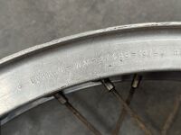 NORTON: A Norton early Commando model rear wheel, Borrani 19 inch rim [Location: Melbourne] - 3