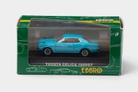 CELICA: A 1:43 scale Ebbro models Toyota Celica 1600GT in metallic blue, within box