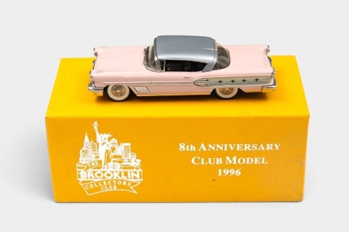 PONTIAC: A 1:43 scale Brooklin Collection White Metal model of a 1958 Pontiac Bonneville Sport Coupe Hardtop, Limited edition of 350, 8th Anniversary Club Model 1996