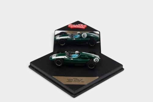 COPPER: A 1:43 scale Quartzo model of the Cooper Climax T51 as driven by Bruce McLaren, Winner 1959 USA Grand Prix
