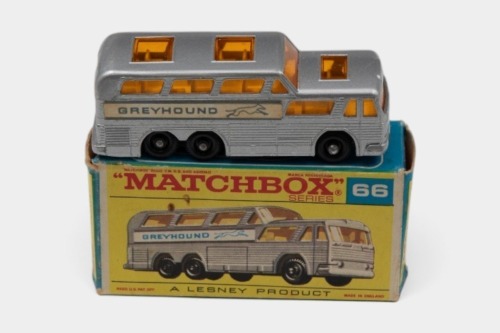 310 · MATCHBOX: A c1960s-1970s Matchbox No.66 Greyhound Coach, within original box