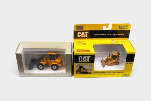 DOZER/LOADER: A 1:87 scale Norscot Models Cat D5M LGP Track-Type Tractor Dozer and a 1:50 scale Motorart Volvo L30B loader