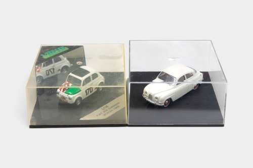 SAAB/FIAT: Two 1:43 scale models, a Trofeu 1961 Saab 96 Standard and a Vitesse Fiat 500 Giannini 'Monza 1968'