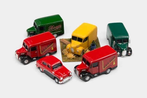 MILESTONE MINIATURES: Six Milestone Miniatures models, including five Trojan Vans, and one 1954-1957 Austin A50 Cambridge
