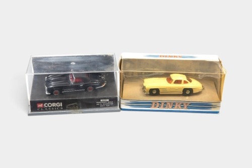 330 · MERCEDES 300SL: Two 1:43 scale Mercedes 300SL models including a Dinky/Matchbox 300SL Gullwing in cream, and a Corgi Classics 300SL Roadster