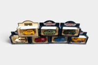 LLEDO DAYS GONE: A group of seven Lledo Vanguards Days Gone models, including Morris, Bedford, VW, and Chevrolet