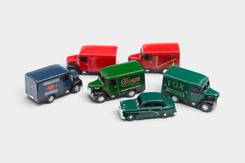 MILESTONE MINIATURES: Six Milestone Miniature models, including five Trojan Vans and one Austin A50 Cambridge 1954-1957 in 00/4mm scale