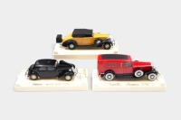 SOLIDO: Three 1:43 scale Solido 'Age d'or' series models, including a 1952 Citroen, a Cadillac Pompier, and a 1937 Packard