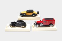 SOLIDO: Three 1:43 scale Solido 'Age d'or' series models, including a 1952 Citroen, a Cadillac Pompier, and a 1937 Packard - 2
