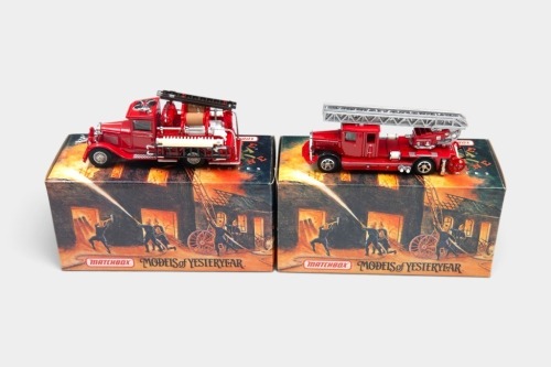 371 · FIRE ENGINES: Two 1:43 scale Matchbox Fire Engine Series models, including YFE05 1932 Mercedes-Benz Ladder Truck & YFE06 1932 Ford AA Fire Engine