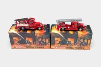 FIRE ENGINES: Two 1:43 scale Matchbox Fire Engine Series models, including YFE05 1932 Mercedes-Benz Ladder Truck & YFE06 1932 Ford AA Fire Engine - 2