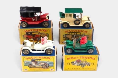 MATCHBOX: Four Matchbox 'Models of Yesteryear' models in original boxes, Y1, Y2, Y3, and Y4