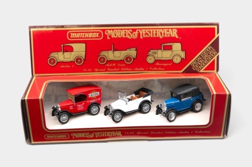 MATCHBOX: A Matchbox 'Models of Yesteryear' Austin 7 Special Limited Edition Collection comprising three models