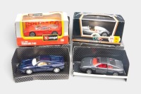 FERRARI: Three 1:43 scale boxed Ferrari models, including a Bburago F40, Shell promotional models 288GTO, 348TS, along with a Brumm Auto Union
