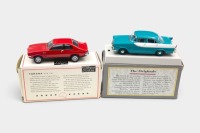 TRAX: Two 1:43 scale Trax models, TR20 a Holden FB Sedan in blue, and TR8 a Holden Torana GTR-XU1 in red - 2