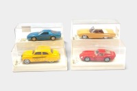 SOLIDO: Four 1:43-scale Solido models, including a 1963 Ferrari 250 GTO, Chevrolet Camaro, 1961 Ford T-Bird, and a 1950 Chevrolet Sedan Taxi - 2
