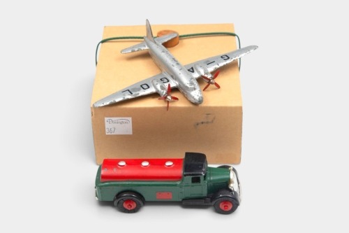 DINKY TOYS: Two early Dinky Toys models including No. 25d Petrol Tanker and No. 70c/705 Viking Airplane