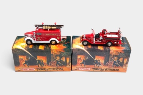 373 · FIRE ENGINES: Two 1:43 scale Matchbox Fire Engine Series models, including YFE09 1932 Ford AA Open Cab Fire Engine & YFE10 1937 GMC Rescue Squad Van